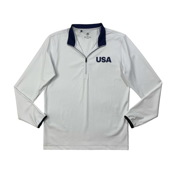 Adidas Shirt Mens Small White Quarter Zip Long Sleeve Performance Team USA Logo - Picture 1 of 10